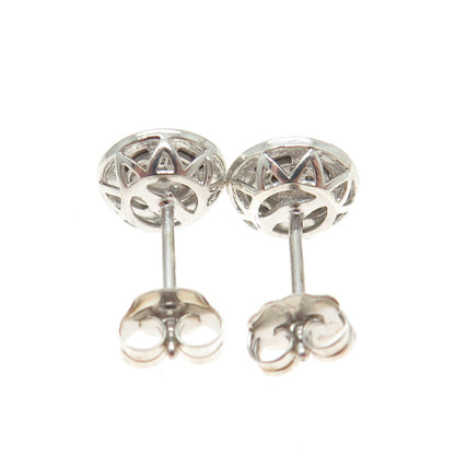 925 Sterling Silver Real Round-Cut Diamond Stud Earrings