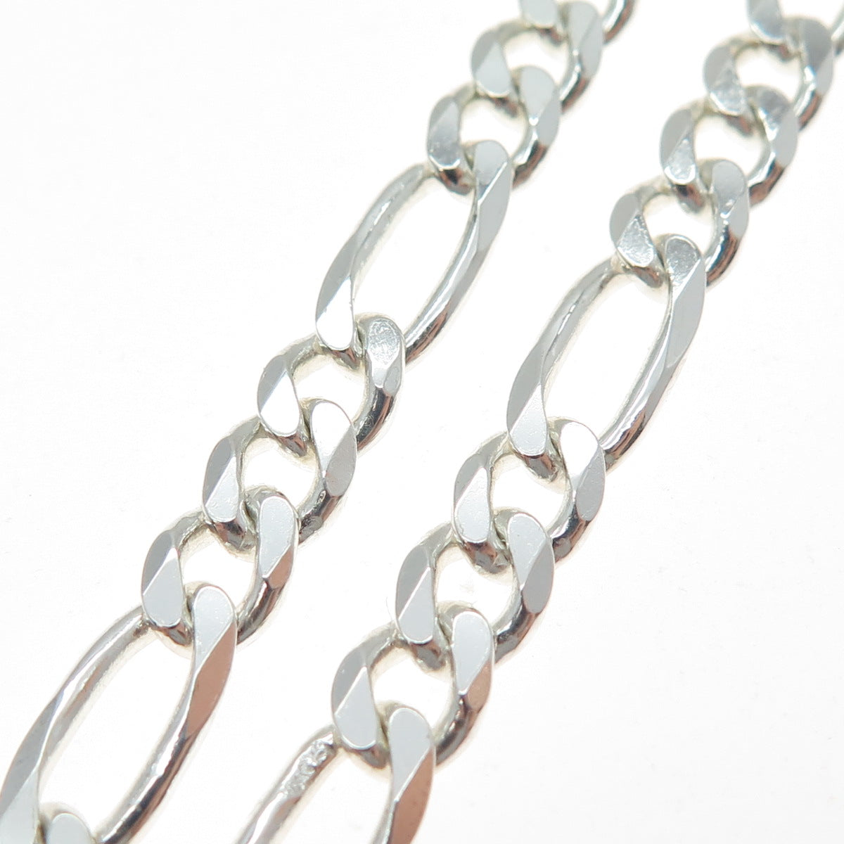 925 Sterling Silver Vintage Italy Figaro Chain Necklace 18"