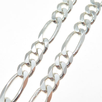 925 Sterling Silver Vintage Italy Figaro Chain Necklace 18"