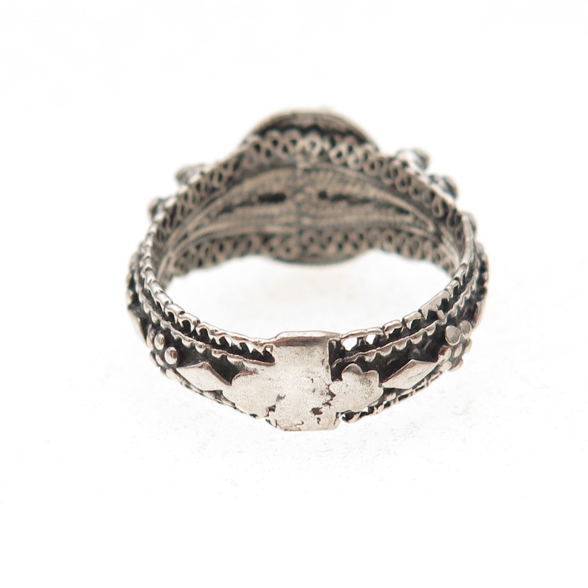 925 Sterling Silver Vintage CP Israel Real Eilat Oxidized Ring Size 7