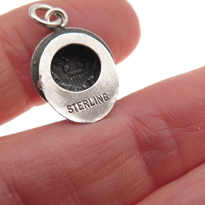 925 Sterling Silver Antique WWII US Army Service Hat 3D Mini Charm Pendant