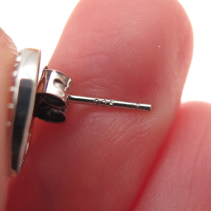 925 Sterling Silver Round-Cut C Z Open Heart Stud Earrings