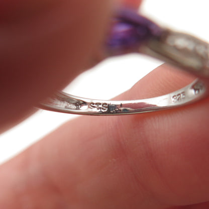 Chuck Clemency 925 Sterling Silver Real Turquoise & Amethyst Ring Size 5.25