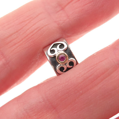 PANDORA 925 Sterling Silver & Gold Real Ruby Double Heart Clip Charm