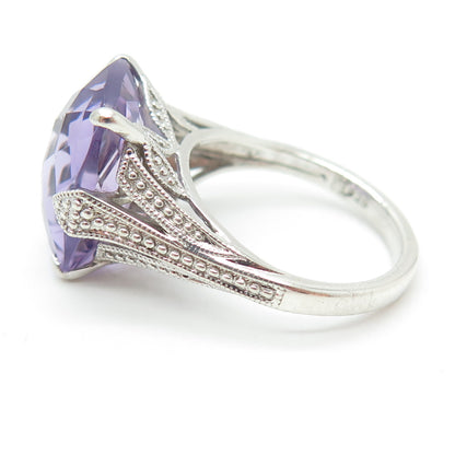 MICHELLE ALBALA 925 Sterling Silver Vintage Real Amethyst Gem Ring Size 7.25