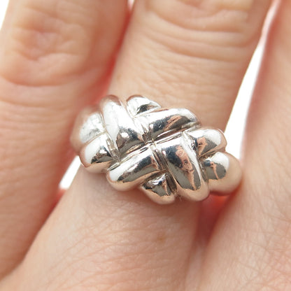 925 Sterling Silver Vintage Modernist Woven Ring Size 6.5