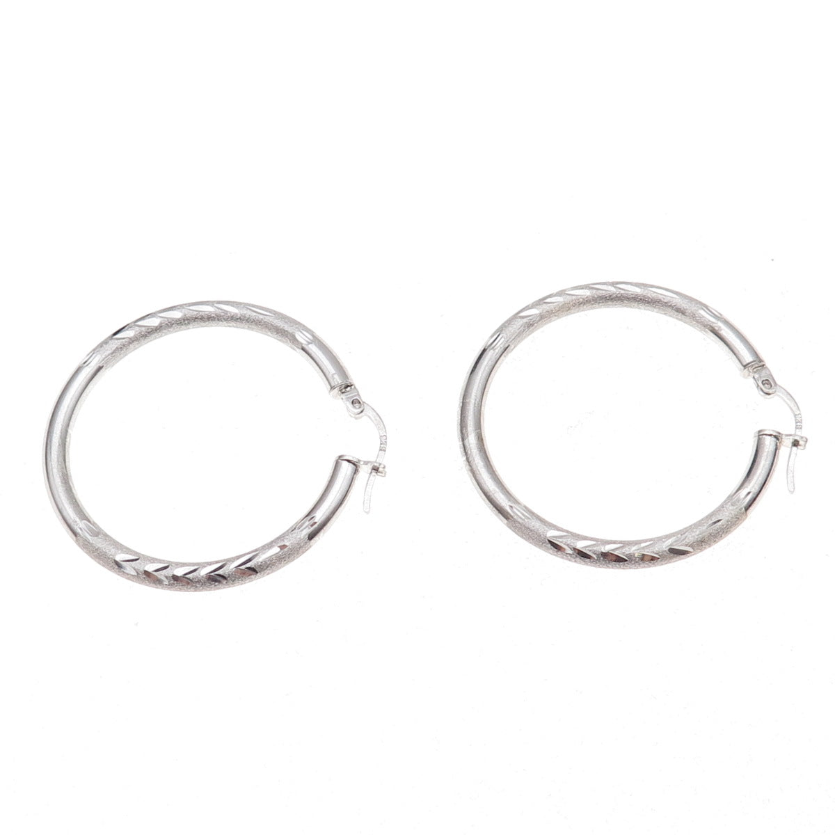 925 Sterling Silver Etched Hoop Earrings