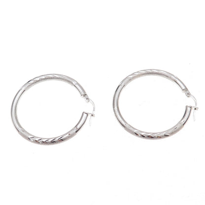 925 Sterling Silver Etched Hoop Earrings