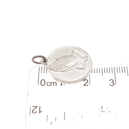 925 Sterling Silver Vintage Praying Hands Religious Mini Charm Pendant
