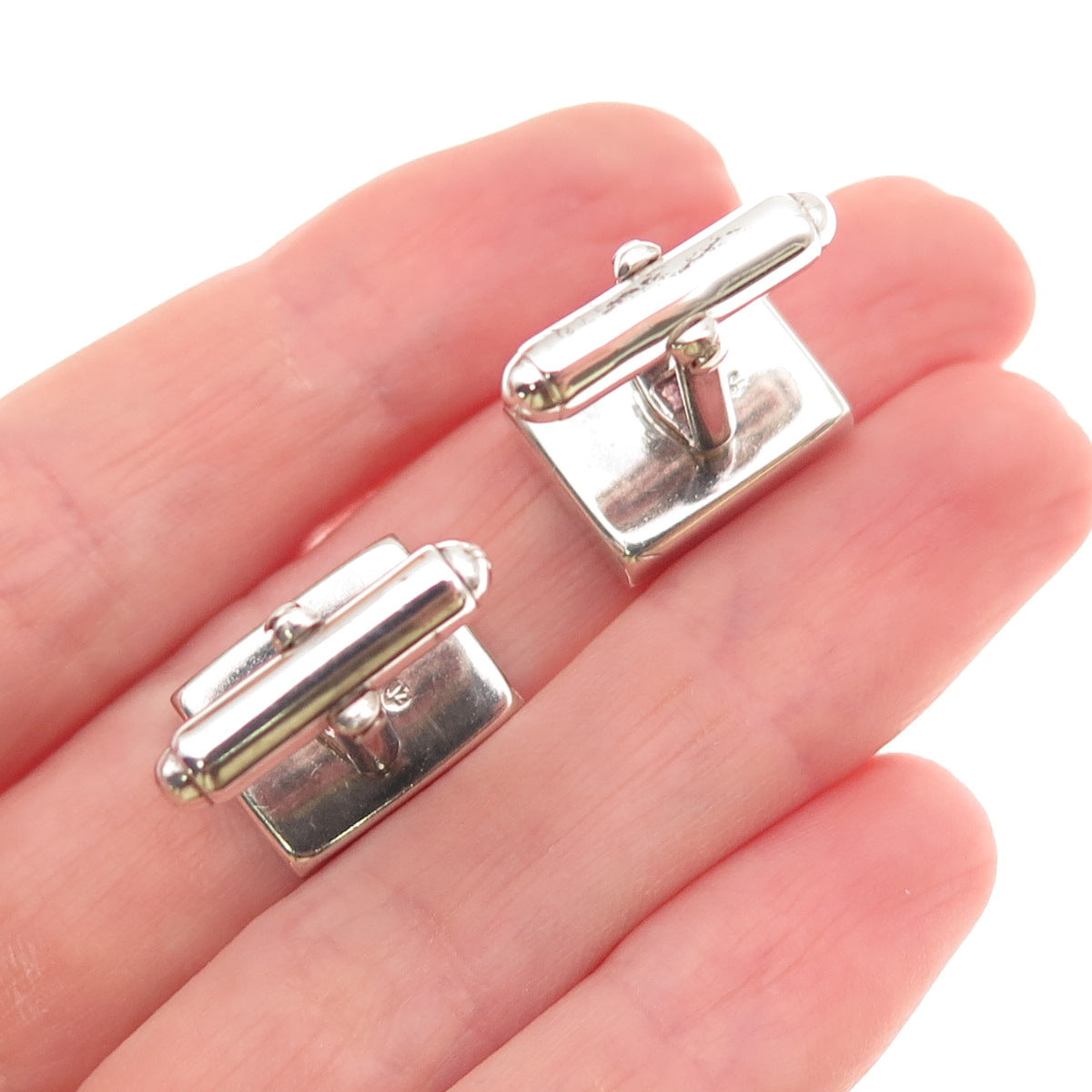 925 Sterling Silver Vintage Real Amber Modernist Cufflinks