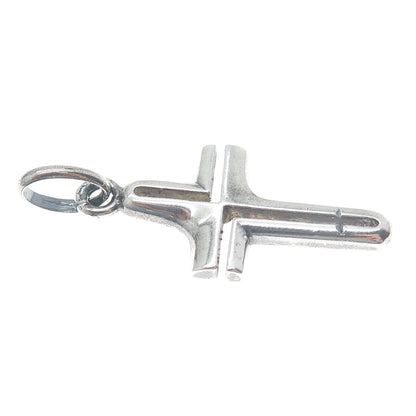 925 Sterling Silver Vintage Italy Cross Modernist Charm Pendant
