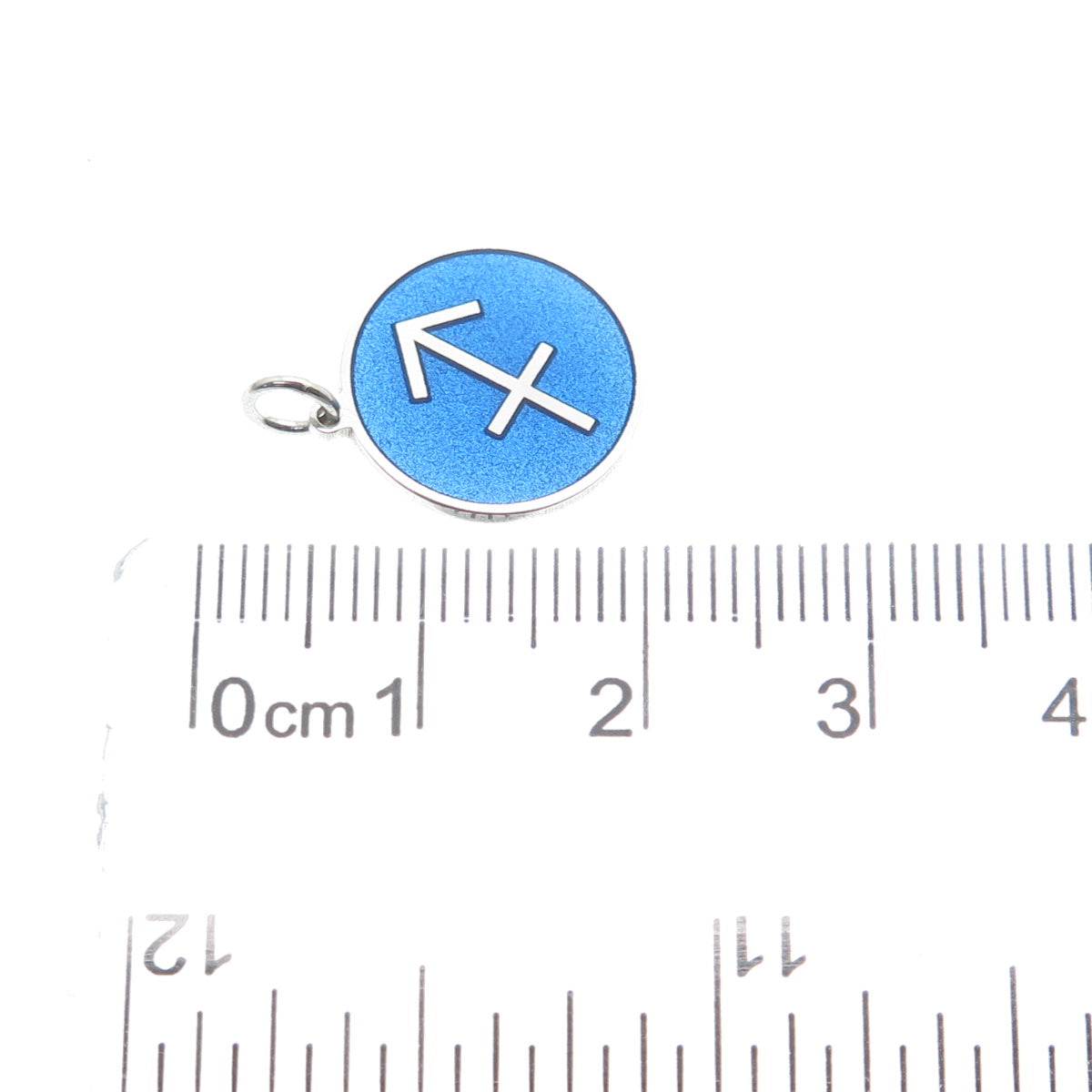 925 Sterling Silver Blue Enamel Sagittarius Zodiac Sign Minimalist Charm Pendant