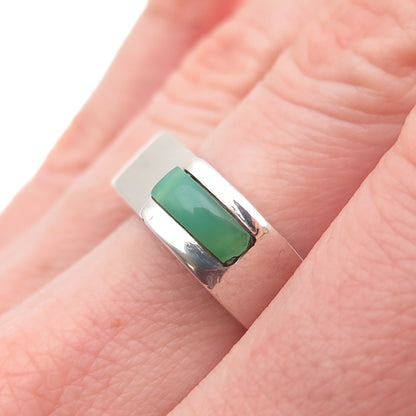 Silver Lining 925 Sterling Vintage Real Turquoise Modernist Ring Size 7
