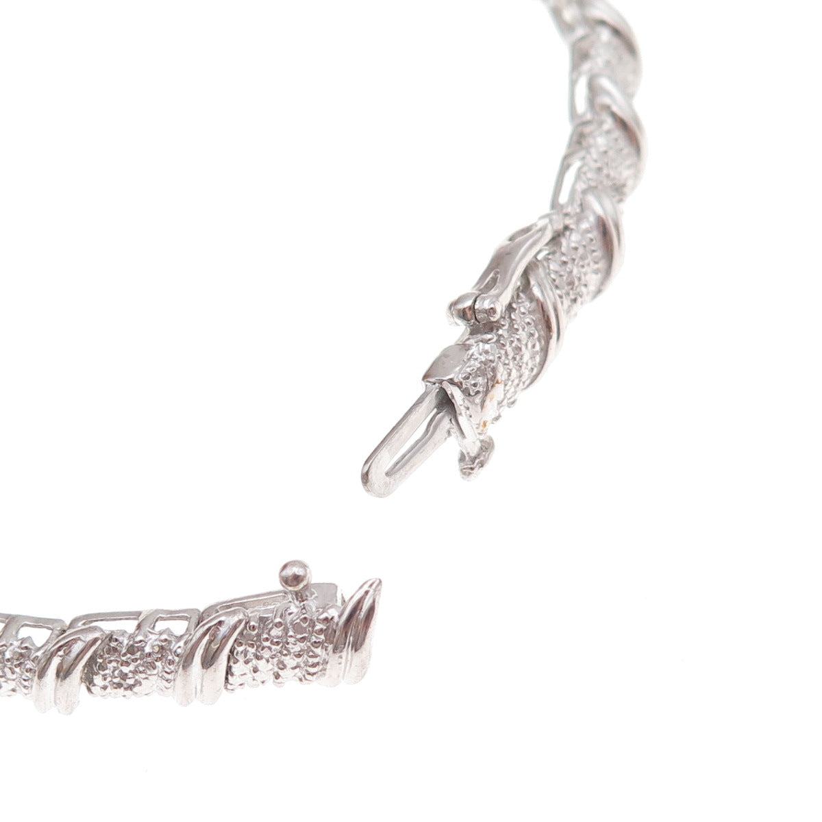 Sun 925 Sterling Silver Real Round-Cut Diamond Bracelet 7.75"