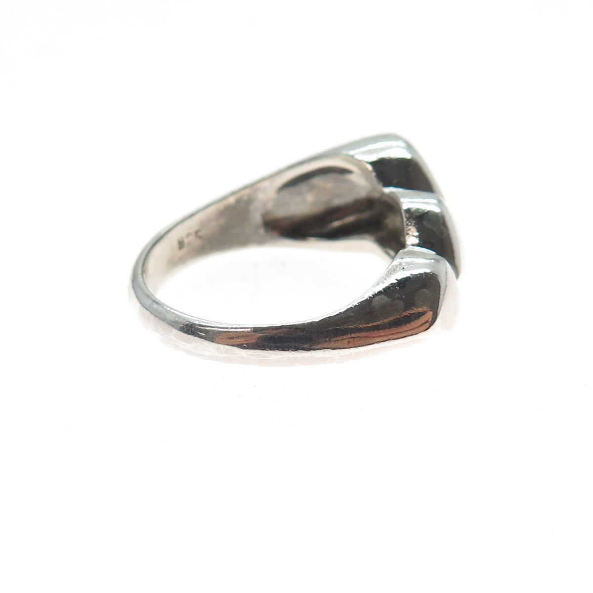 925 Sterling Silver Vintage Graduated Triple Puffy Heart Ring Size 8