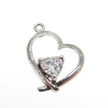 925 Sterling Silver White C Z Heart Pendant