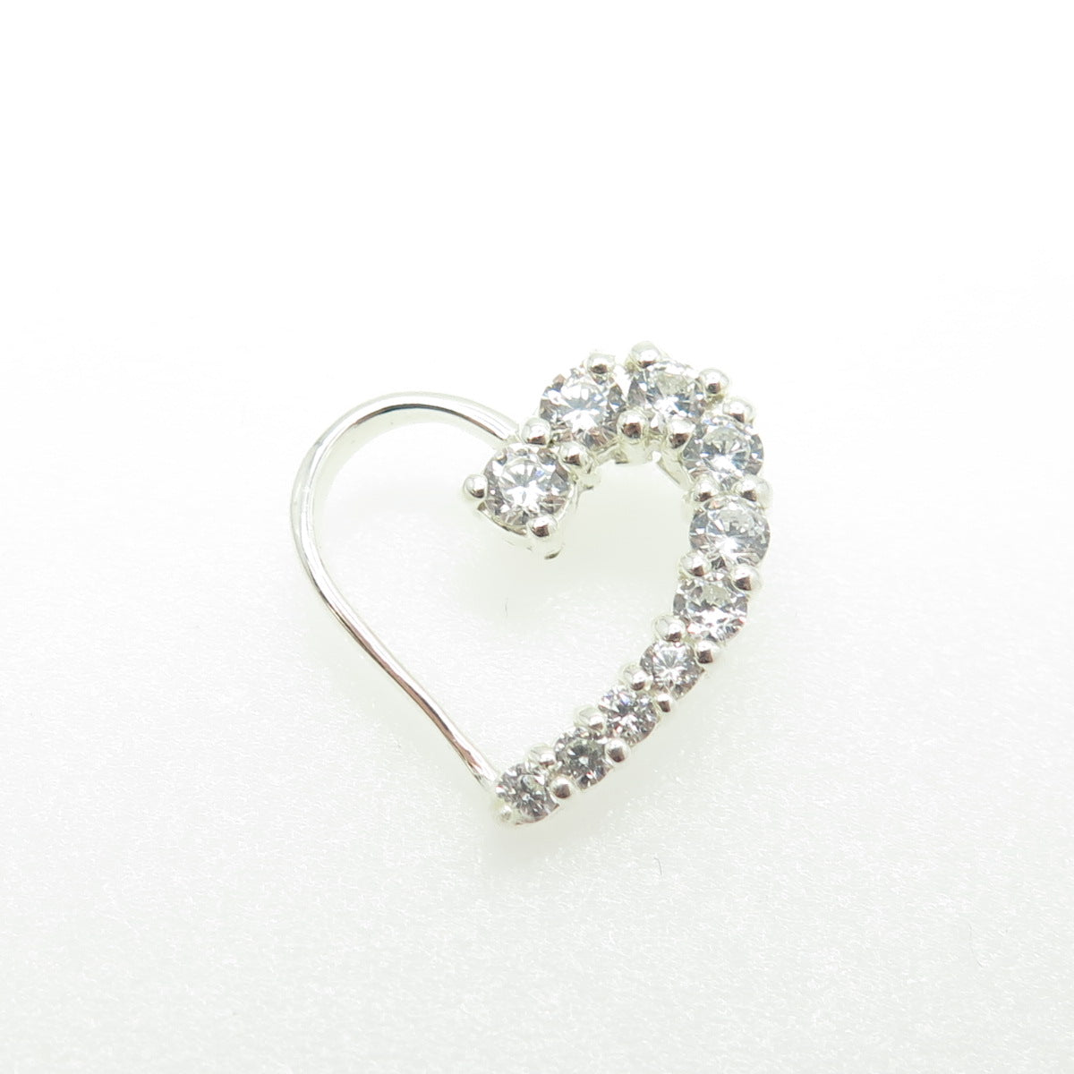 HAN 925 Sterling Silver C Z Open Heart Slide Pendant