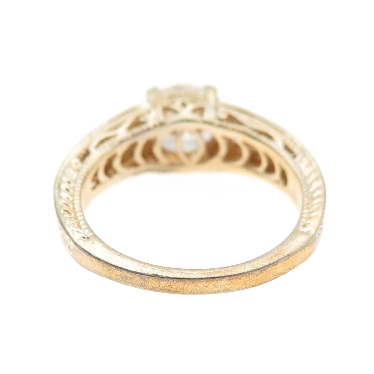 DIADEMA 925 Sterling Silver Gold Plated Round-Cut C Z Engagement Ring Size 8