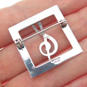 BEAU 925 Sterling Silver Vintage Treble Clef Music Note Pin Brooch