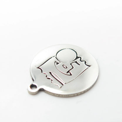 925 Sterling Silver USA Two In Town Puppy Feed Charm Pendant