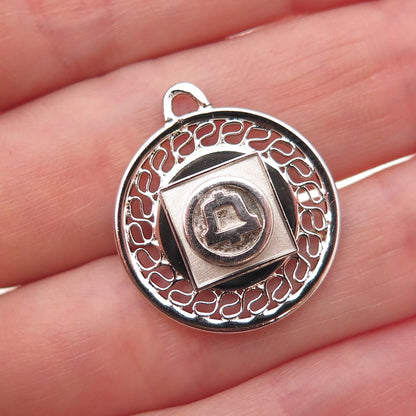 925 Sterling Silver Vintage Bell Eternal Curve Charm Pendant