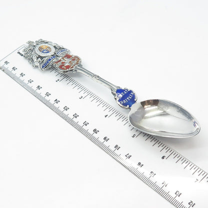 925 Sterling Silver Antique Birmingham 1908 Levi & Salaman Enamel Spoon
