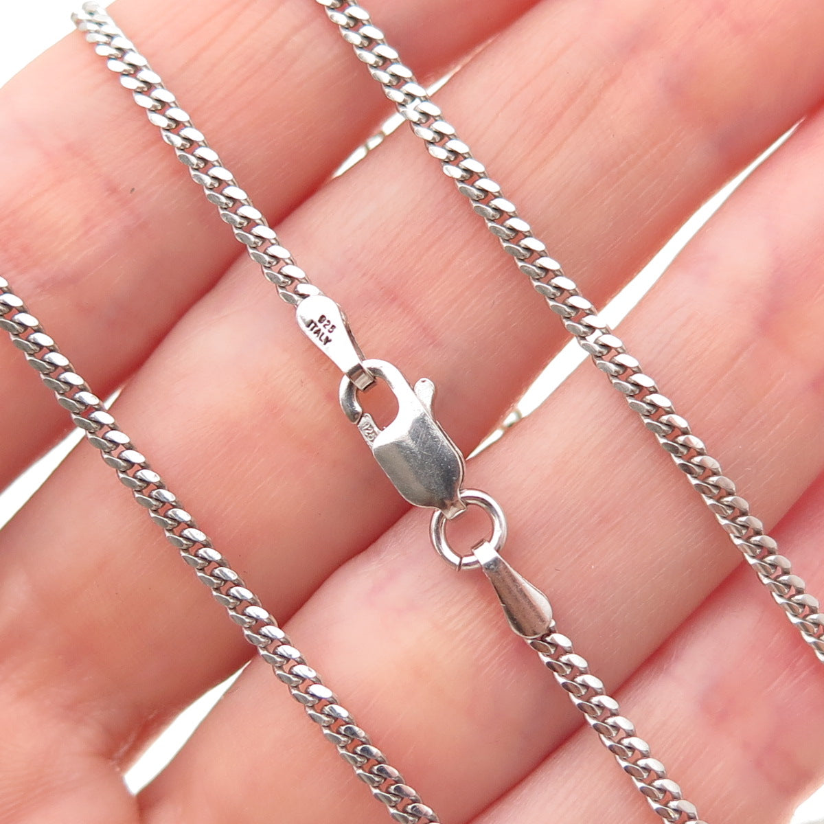 P. Lux 925 Sterling Silver Vintage Italy Cuban Chain Necklace 20"