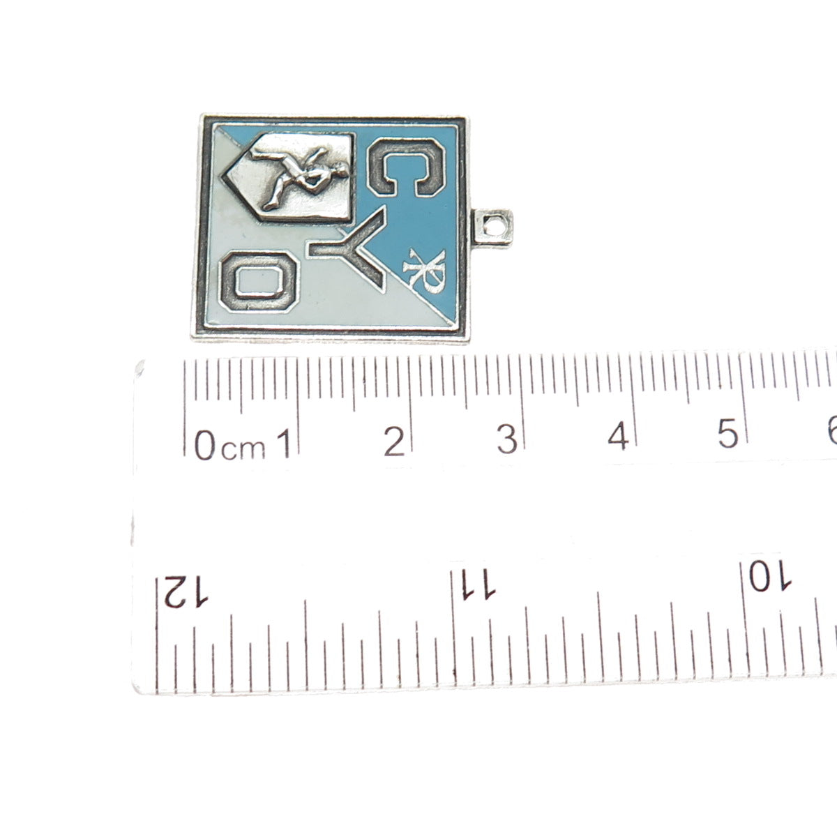 925 Sterling Silver Antique 1945 Enamel CYO Track & Field Medal Pendant