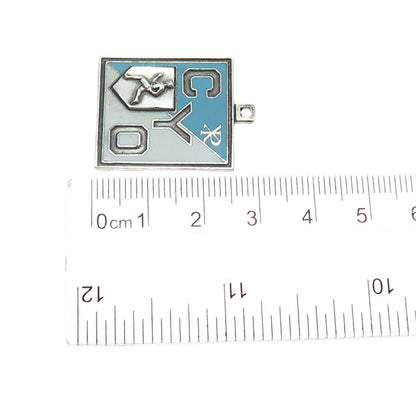 925 Sterling Silver Antique 1945 Enamel CYO Track & Field Medal Pendant