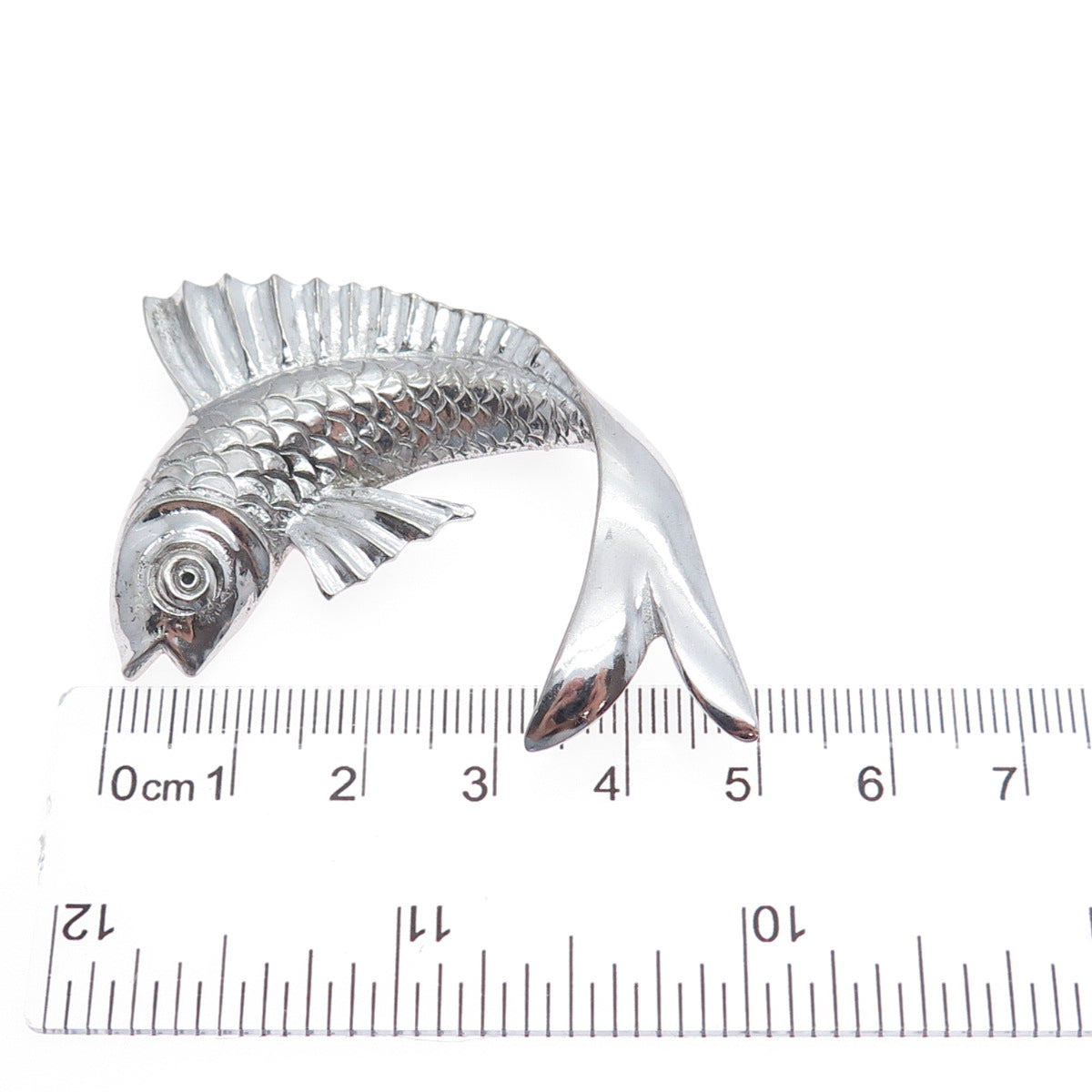 925 Sterling Silver Vintage Fish Oxidized Pin Brooch