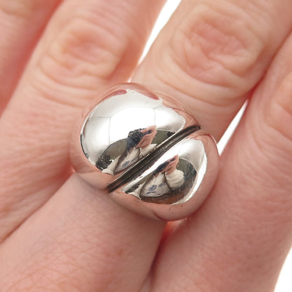 Silver Fox 925 Sterling Vintage Modernist Oxidized Dome Ring Size 6