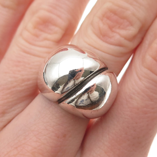 Silver Fox 925 Sterling Vintage Modernist Oxidized Dome Ring Size 6