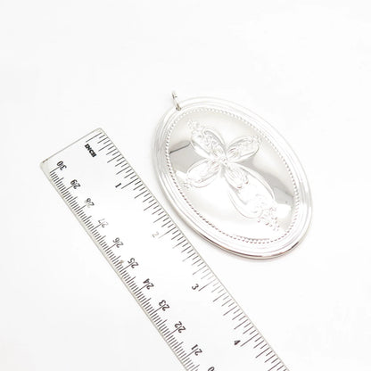 925 Sterling Silver Vintage Towle 1972 Cross & Bird Floral Ornament
