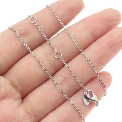 925 Sterling Silver Multi-Color C Z Cluster Heart Cable Chain Necklace 18-20"