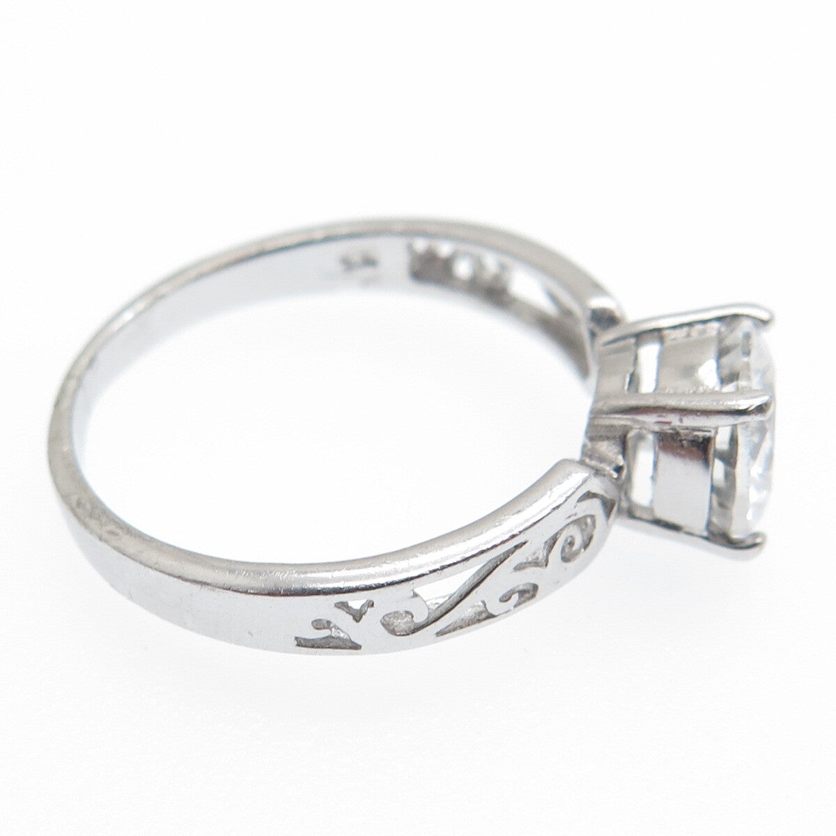 CHAPAL ZENRAY 925 Sterling Silver Round-Cut C Z Engagement Ring Size 7