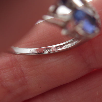 Chuck Clemency 925 Sterling Silver Real Oval-Cut Tanzanite Bypass Ring Size 8.25