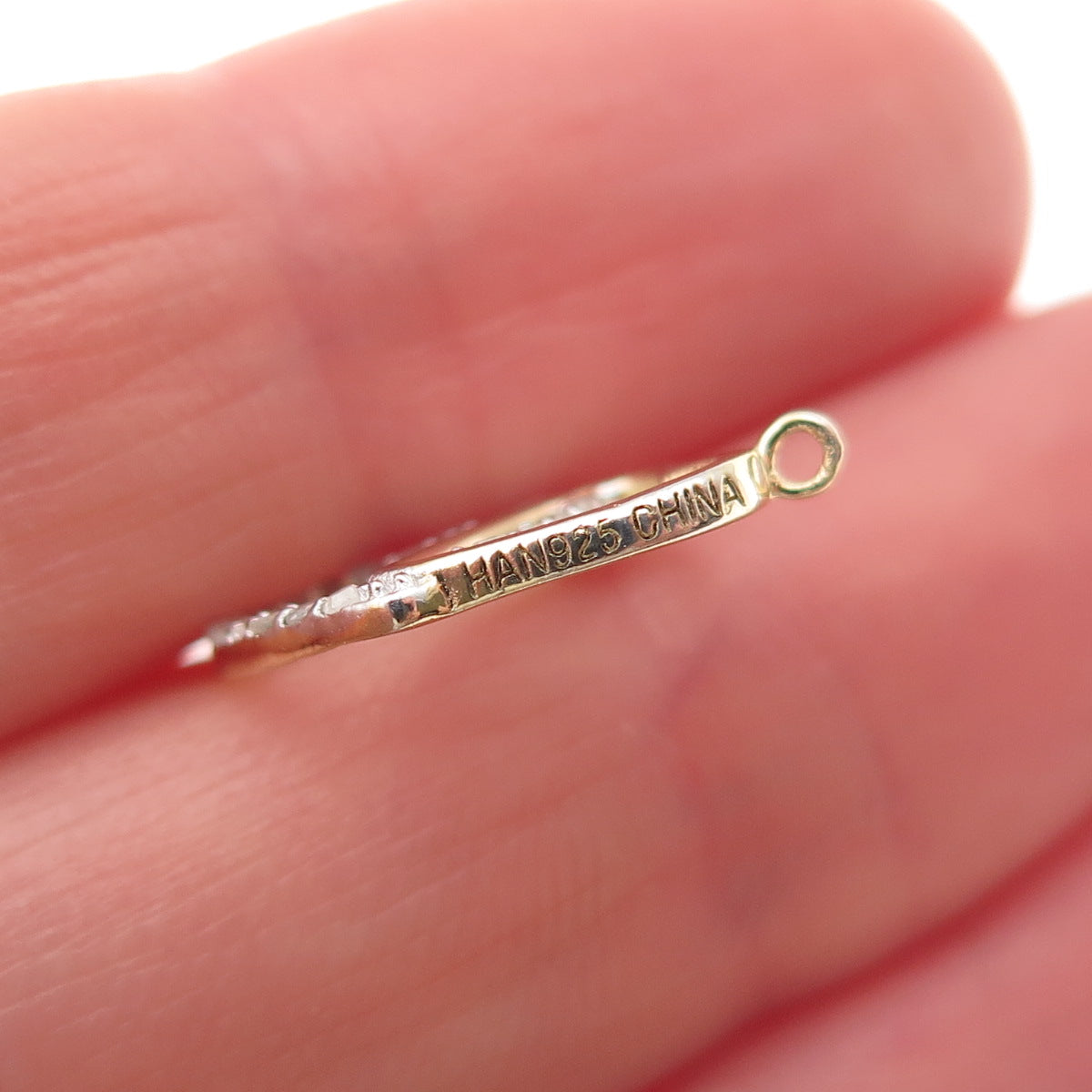 Han 925 Sterling Gold Plated Real Diamond Couple Heart Centerpiece Mini Pendant