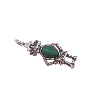 Carolyn Pollack Old Pawn Sterling Silver Vintage Malachite Hemis Kachina Pendant