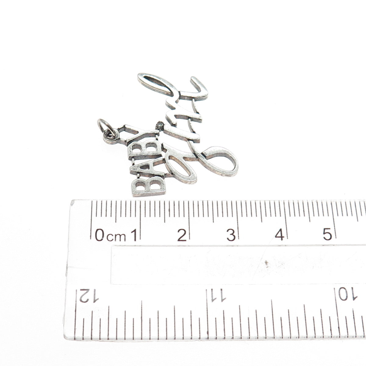 925 Sterling Silver Vintage Real Round-Cut Diamond Baby Girl Charm Pendant