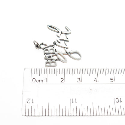 925 Sterling Silver Vintage Real Round-Cut Diamond Baby Girl Charm Pendant