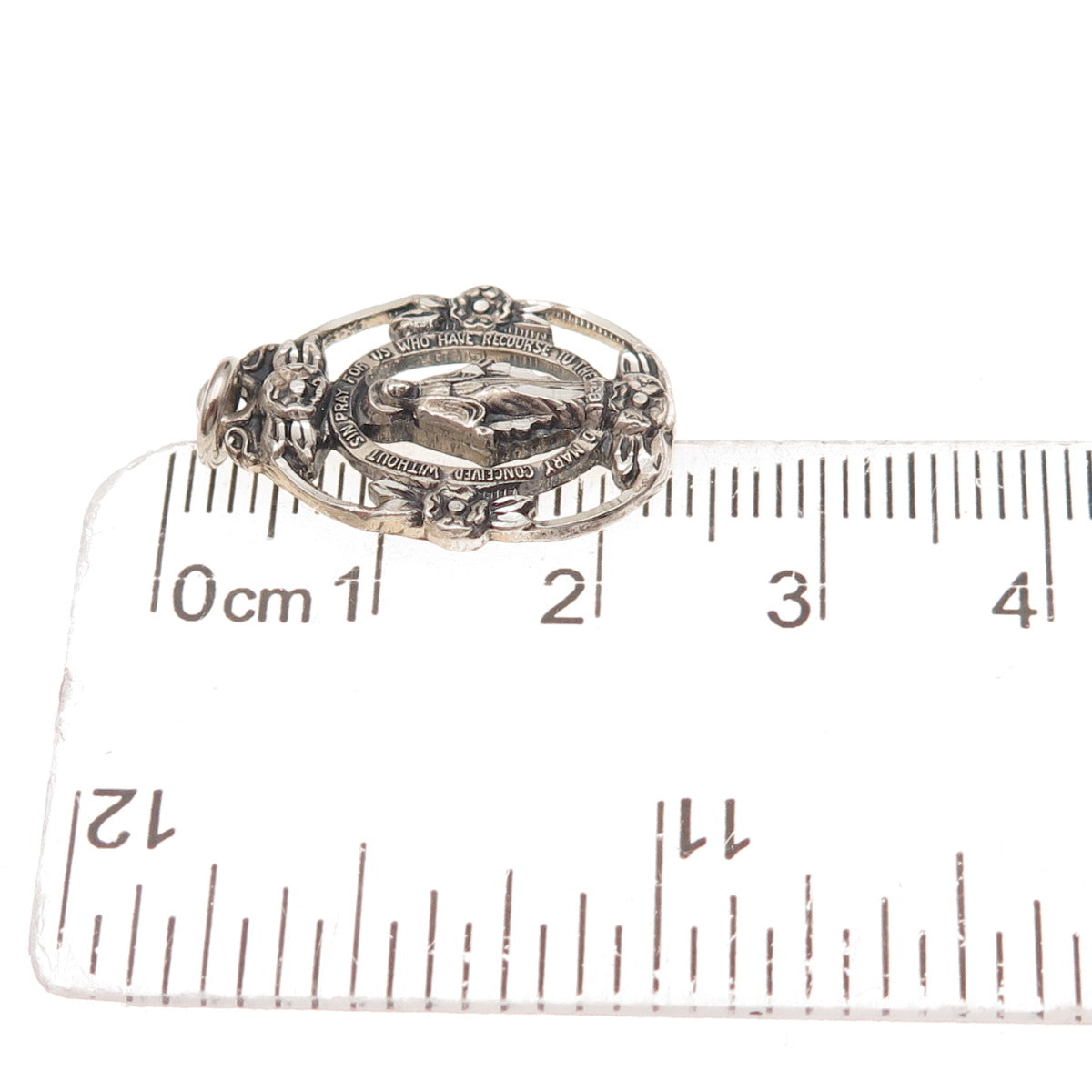 Creed 925 Sterling Silver Antique Art Deco St. Mary Miraculous Charm Pendant