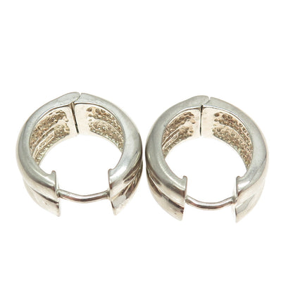 925 Sterling Silver Vintage Puffy Ribbed Hoop Earrings