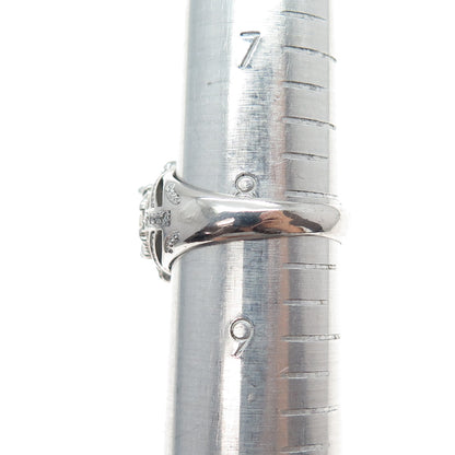 925 Sterling Silver 2-Tone Round-Cut C Z Daisy Flower Ring Size 8.25