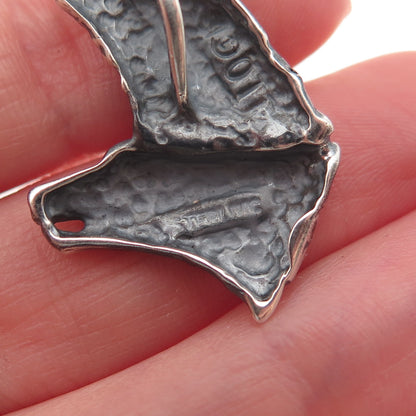 Ted Ott 925 Sterling Silver Vintage Wolf & Bear Oxidized Slide Charm Pendant