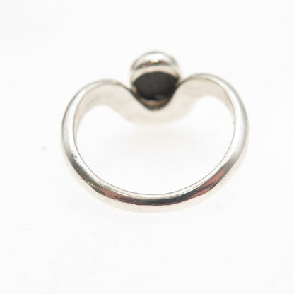 925 Sterling Silver Vintage RHG Real Cat's Eye Modernist Oxidized Ring Size 6