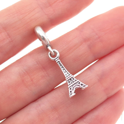 PANDORA Moments 925 Sterling Silver Eiffel Tower Paris Slide Dangle Charm