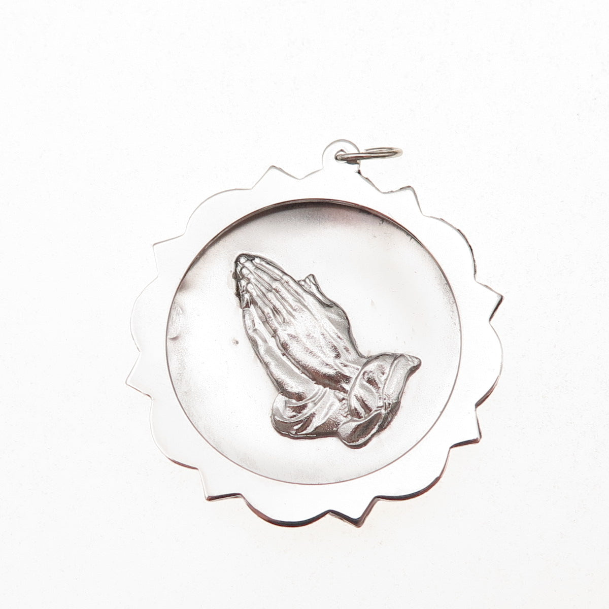 925 Sterling Silver Vintage Praying Hands Religious Charm Pendant