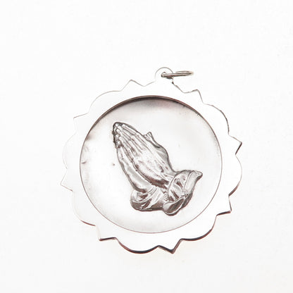 925 Sterling Silver Vintage Praying Hands Religious Charm Pendant