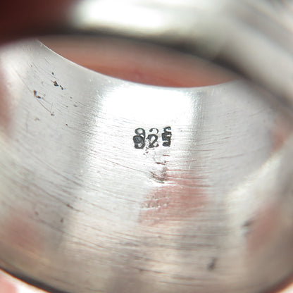 925 Sterling Silver Vintage Wheat Braided Swirl Wide Band Ring Size 7.5