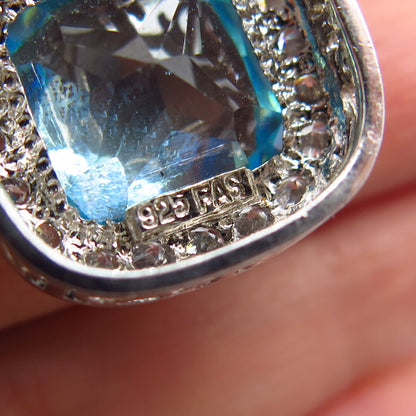 925 Sterling Silver FAS Apatite & C Z Cushion Shape Dangling Pendant